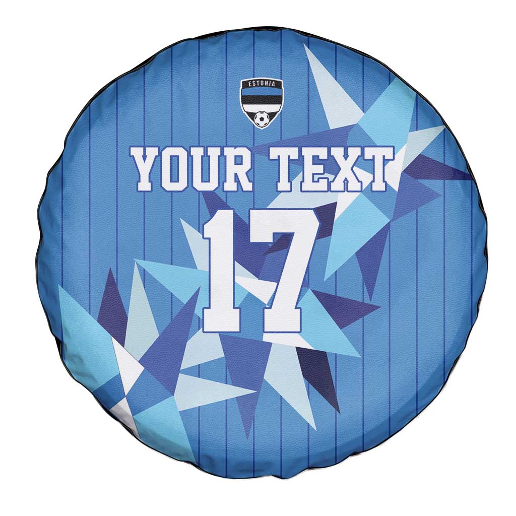 Custom Estonia Football Spare Tire Cover Retro Jersey Blue Version