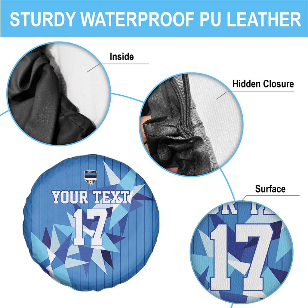 Custom Estonia Football Spare Tire Cover Retro Jersey Blue Version