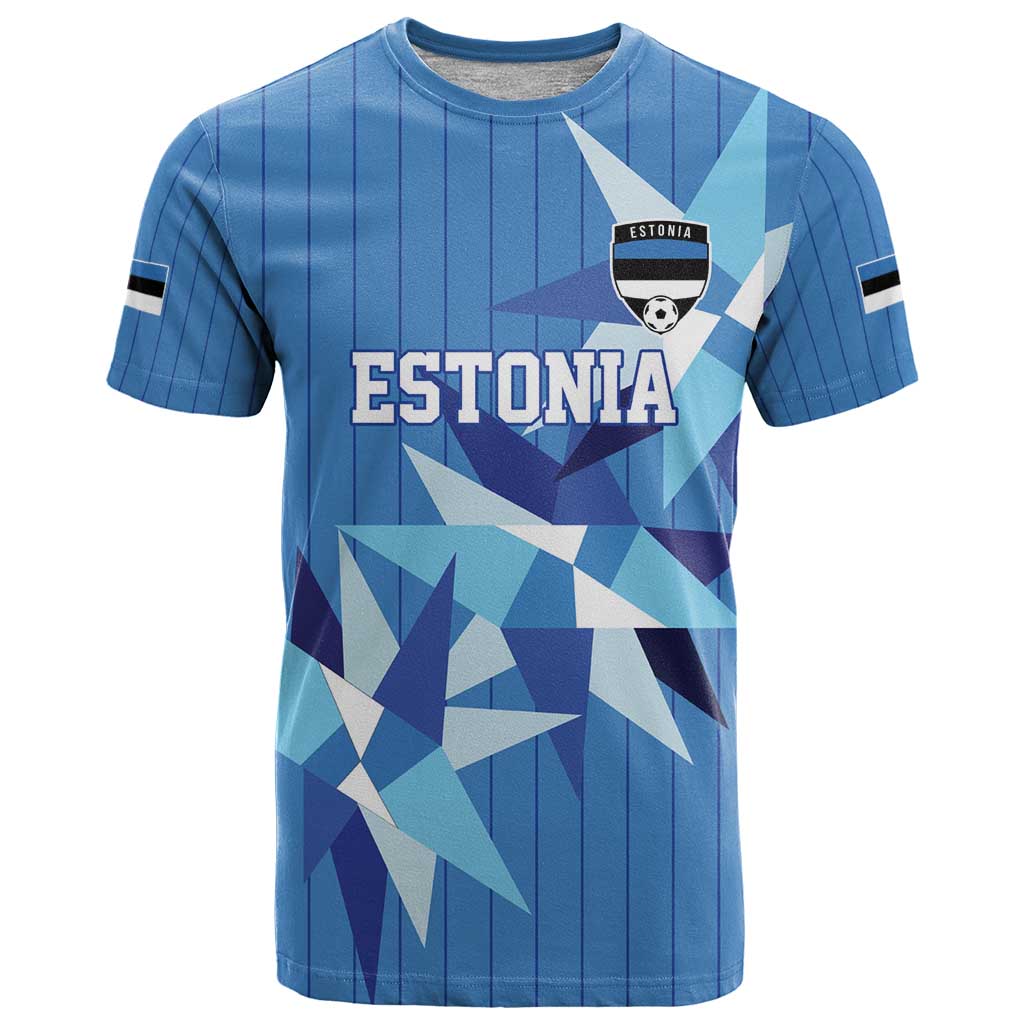 Custom Estonia Football T Shirt Retro Jersey Blue Version