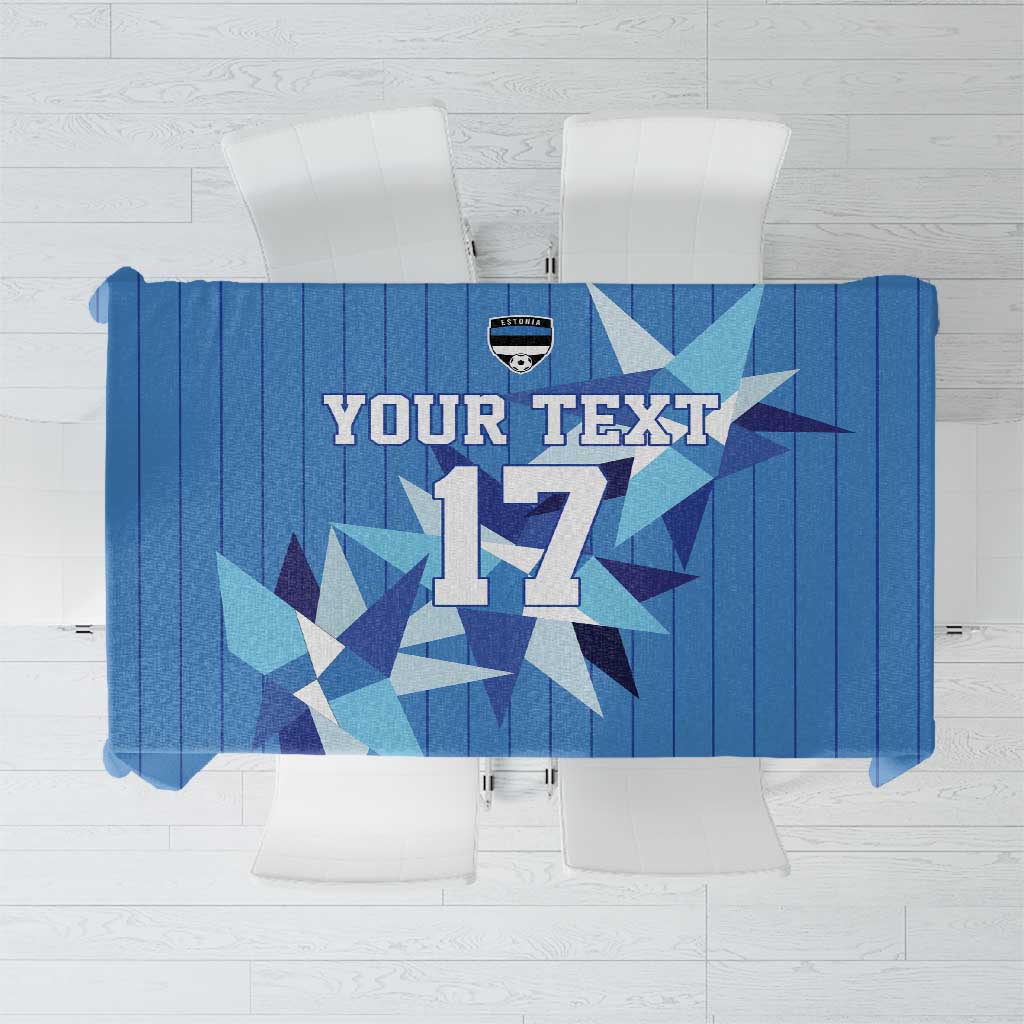 Custom Estonia Football Tablecloth Retro Jersey Blue Version