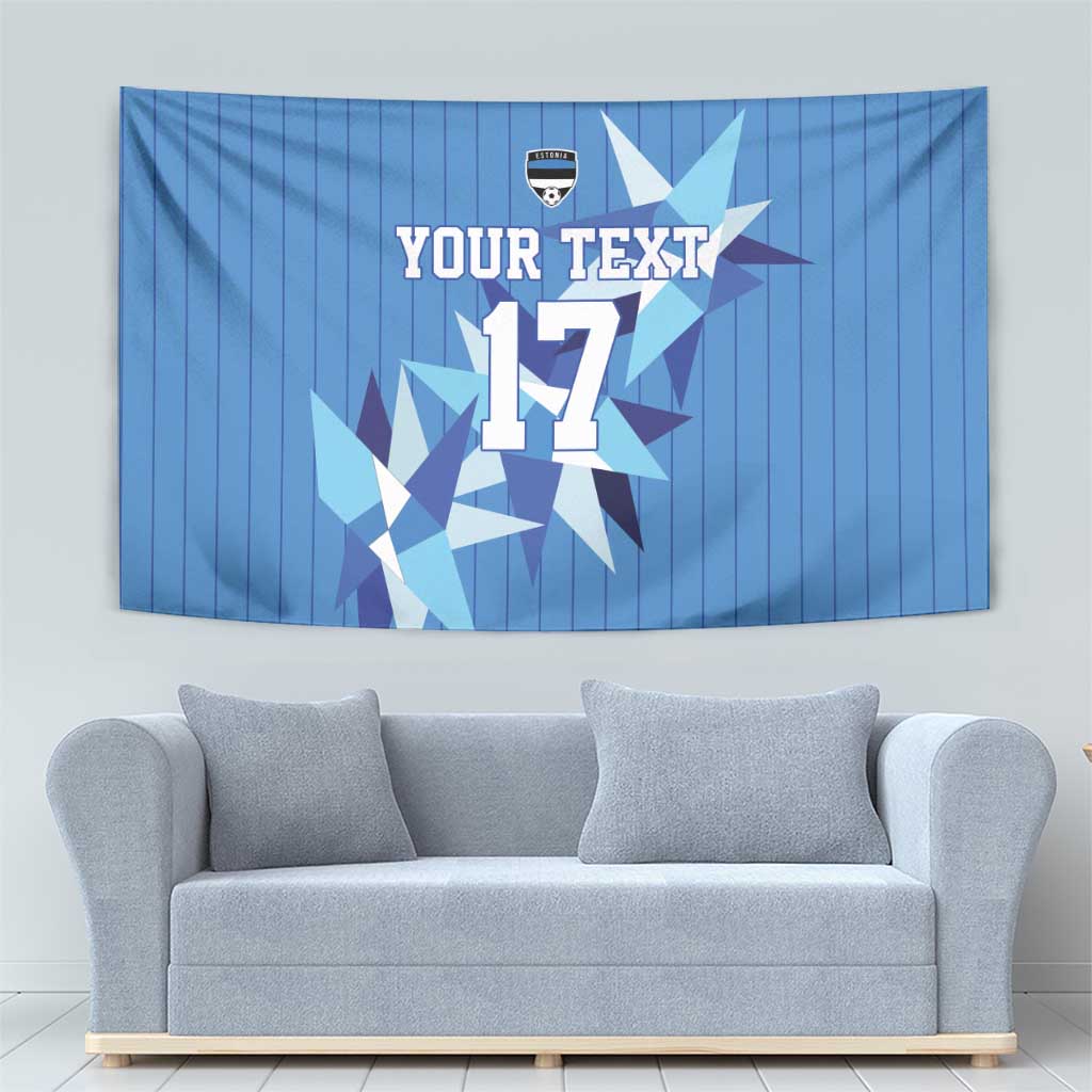 Custom Estonia Football Tapestry Retro Jersey Blue Version