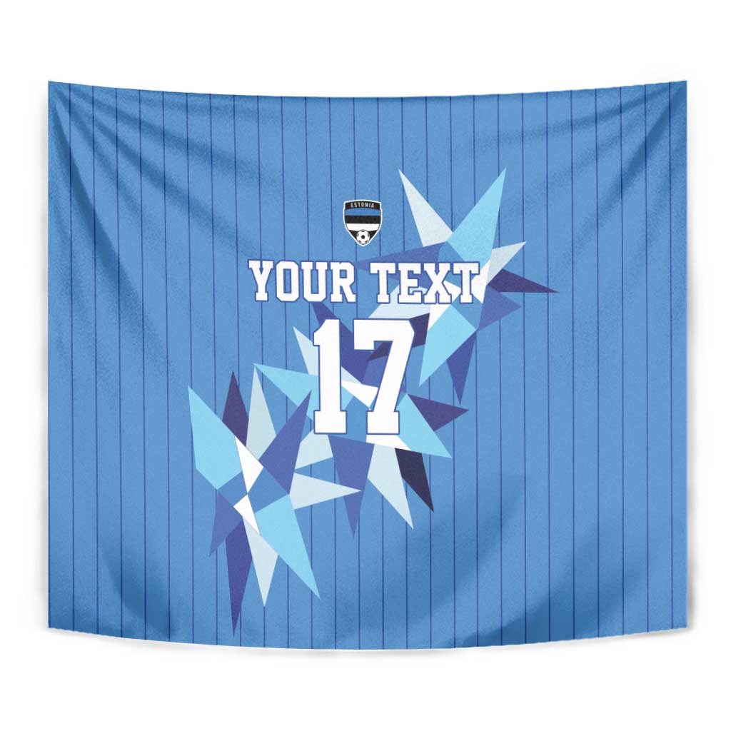 Custom Estonia Football Tapestry Retro Jersey Blue Version