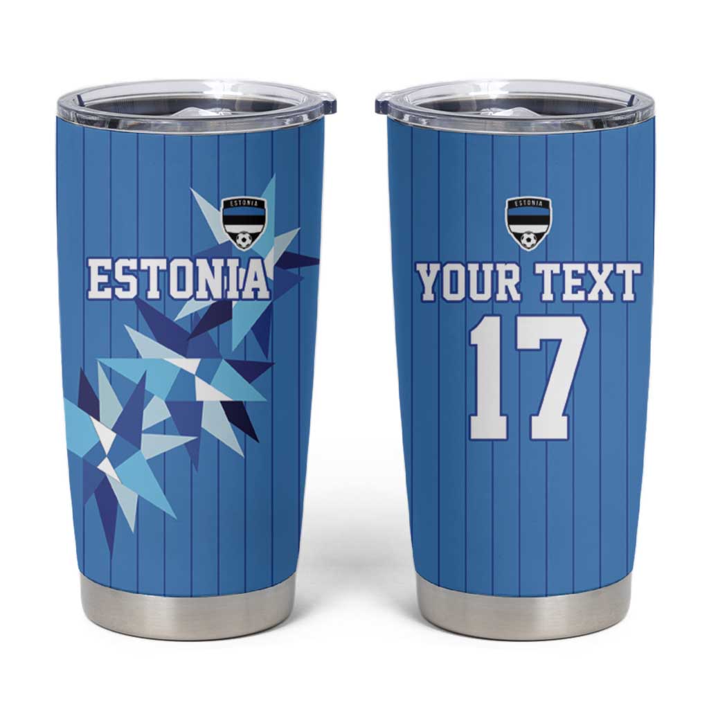Custom Estonia Football Tumbler Cup Retro Jersey Blue Version