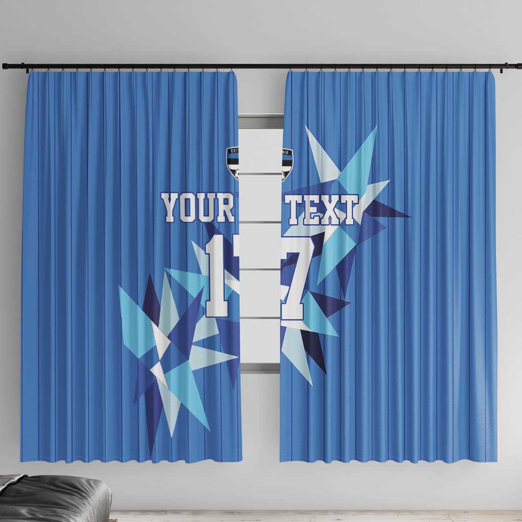 Custom Estonia Football Window Curtain Retro Jersey Blue Version