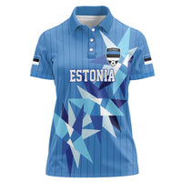 Custom Estonia Football Women Polo Shirt Retro Jersey Blue Version