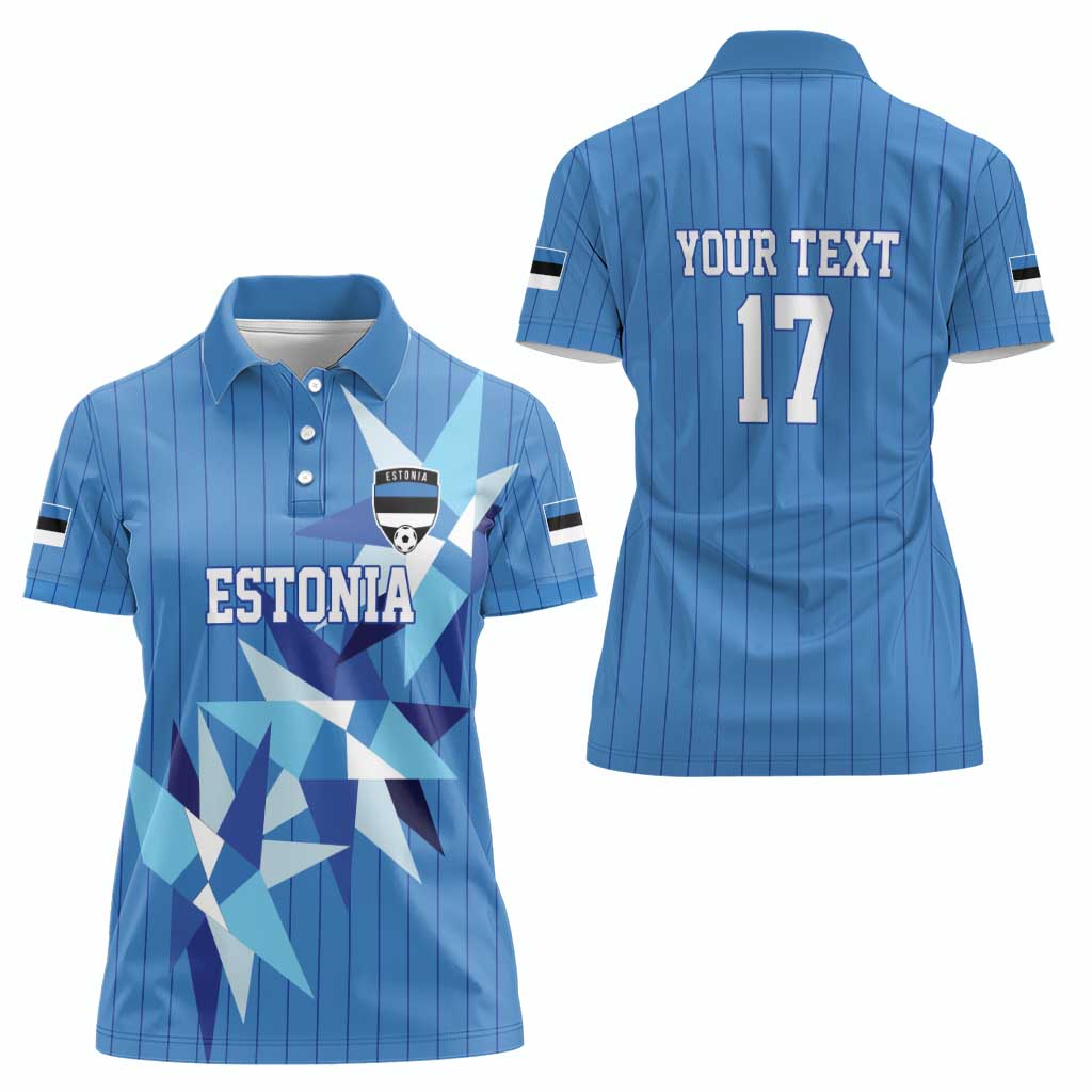 Custom Estonia Football Women Polo Shirt Retro Jersey Blue Version