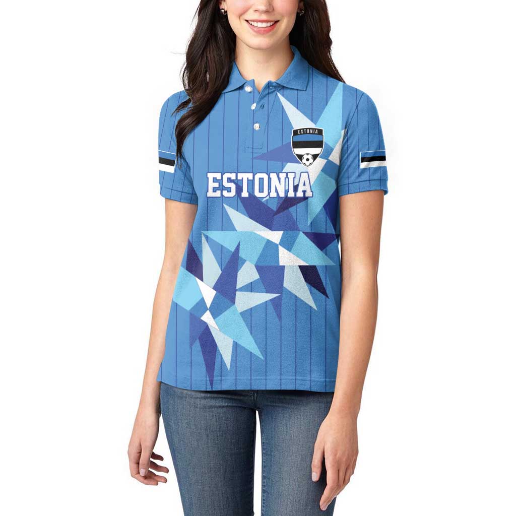 Custom Estonia Football Women Polo Shirt Retro Jersey Blue Version