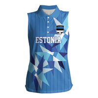 Custom Estonia Football Women Sleeveless Polo Shirt Retro Jersey Blue Version