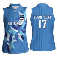 Custom Estonia Football Women Sleeveless Polo Shirt Retro Jersey Blue Version