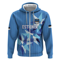 Custom Estonia Football Zip Hoodie Retro Jersey Blue Version