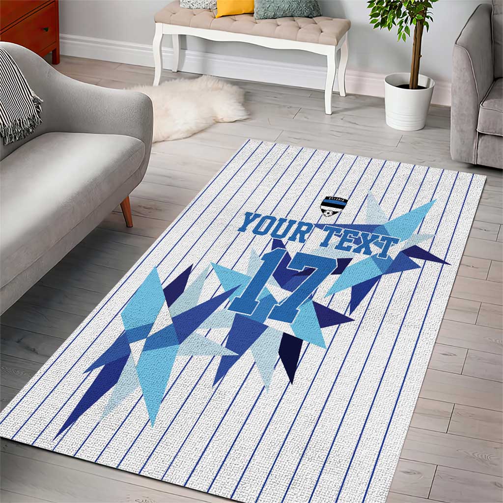 Custom Estonia Football Area Rug Retro Jersey White Version