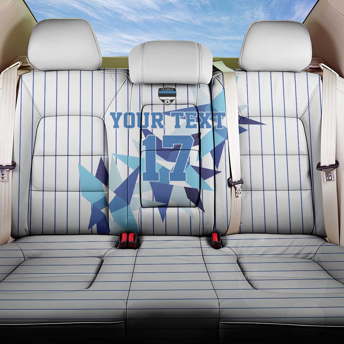 Custom Estonia Football Back Car Seat Cover Retro Jersey White Version