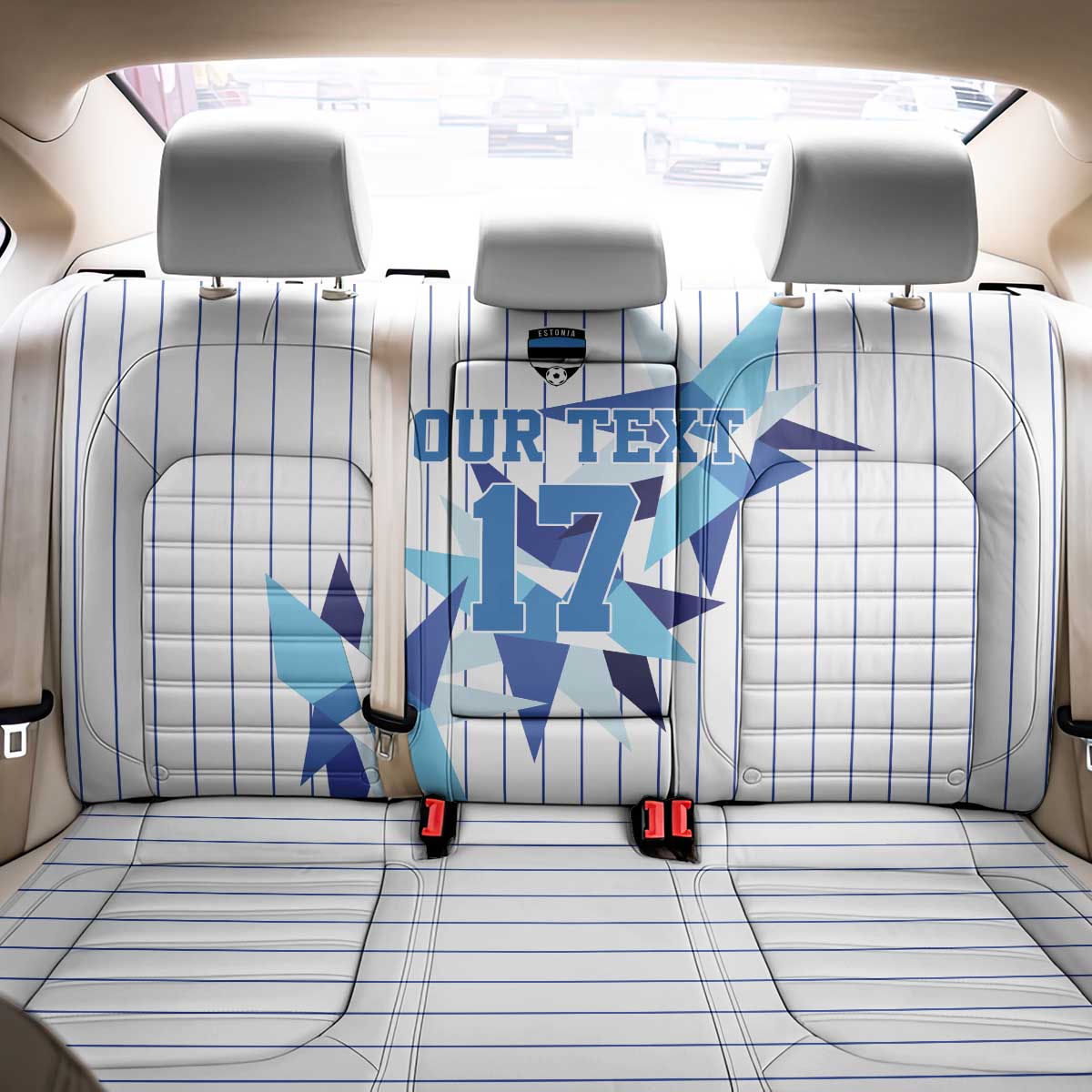Custom Estonia Football Back Car Seat Cover Retro Jersey White Version