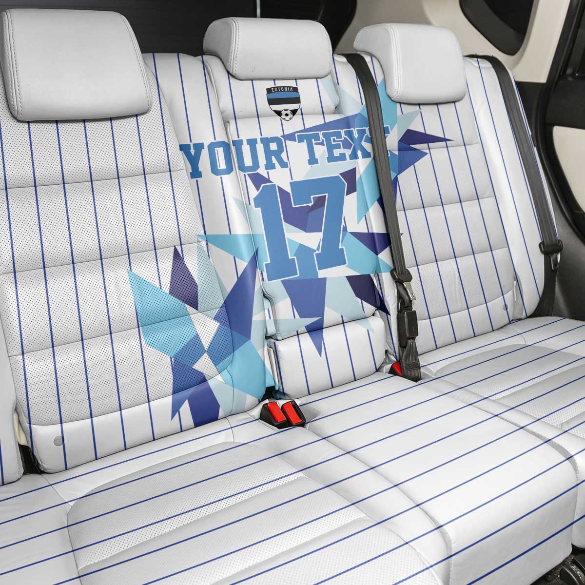 Custom Estonia Football Back Car Seat Cover Retro Jersey White Version