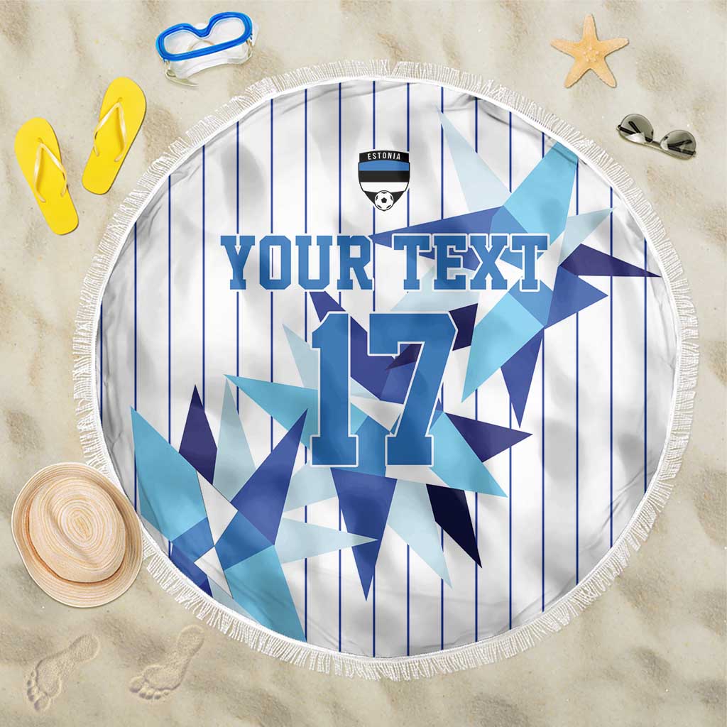 Custom Estonia Football Beach Blanket Retro Jersey White Version