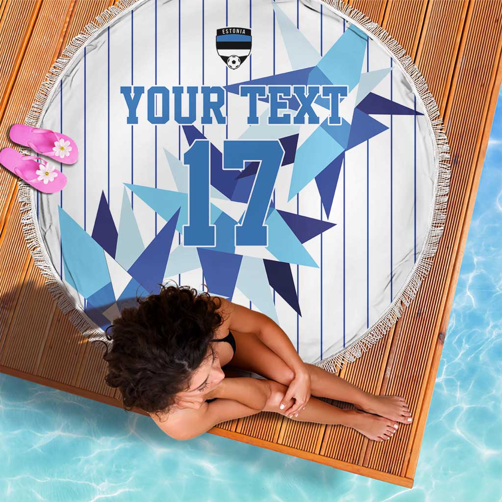 Custom Estonia Football Beach Blanket Retro Jersey White Version