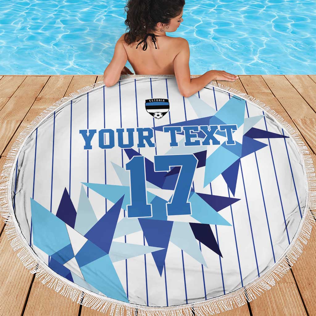 Custom Estonia Football Beach Blanket Retro Jersey White Version