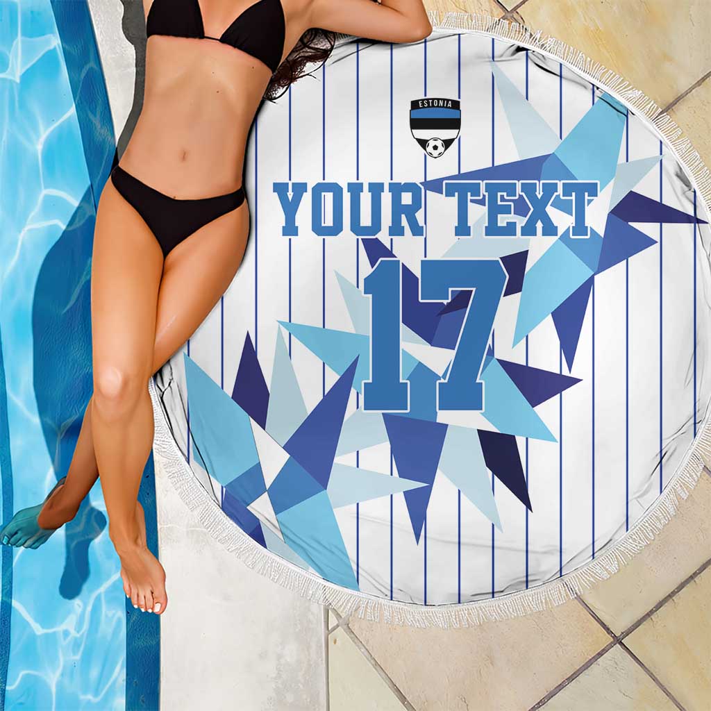 Custom Estonia Football Beach Blanket Retro Jersey White Version