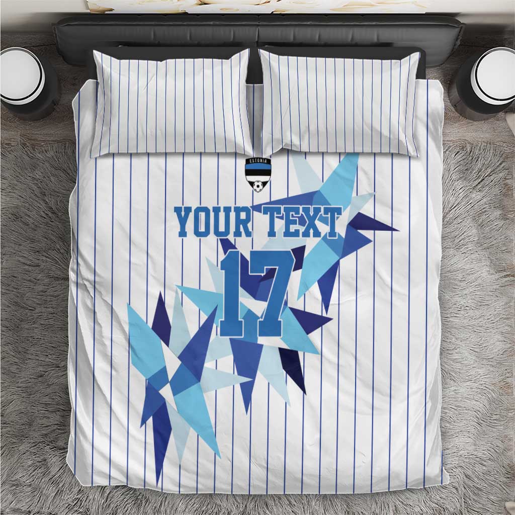 Custom Estonia Football Bedding Set Retro Jersey White Version