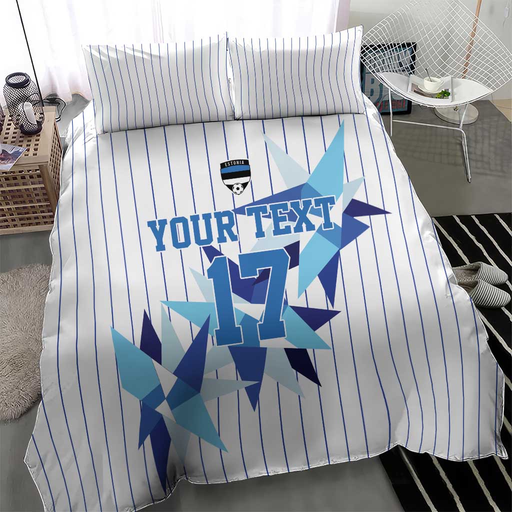 Custom Estonia Football Bedding Set Retro Jersey White Version