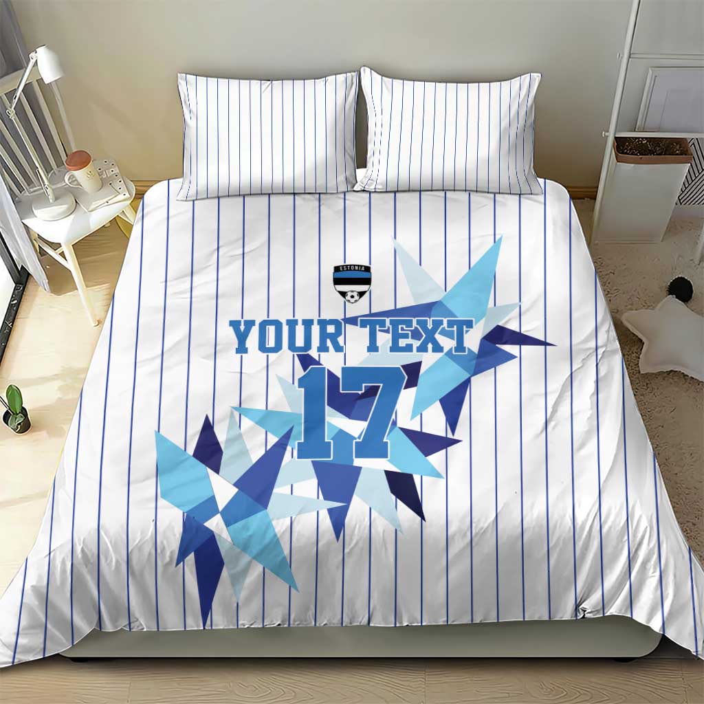 Custom Estonia Football Bedding Set Retro Jersey White Version