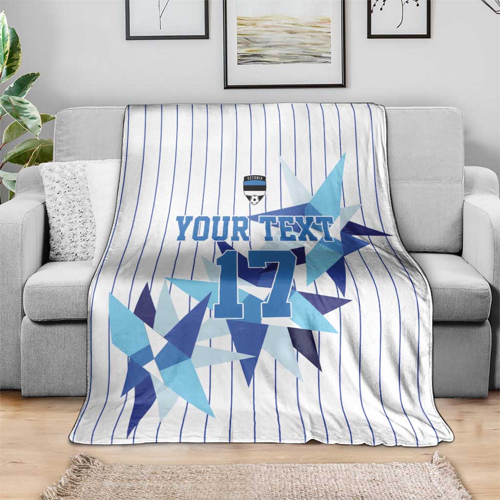 Custom Estonia Football Blanket Retro Jersey White Version