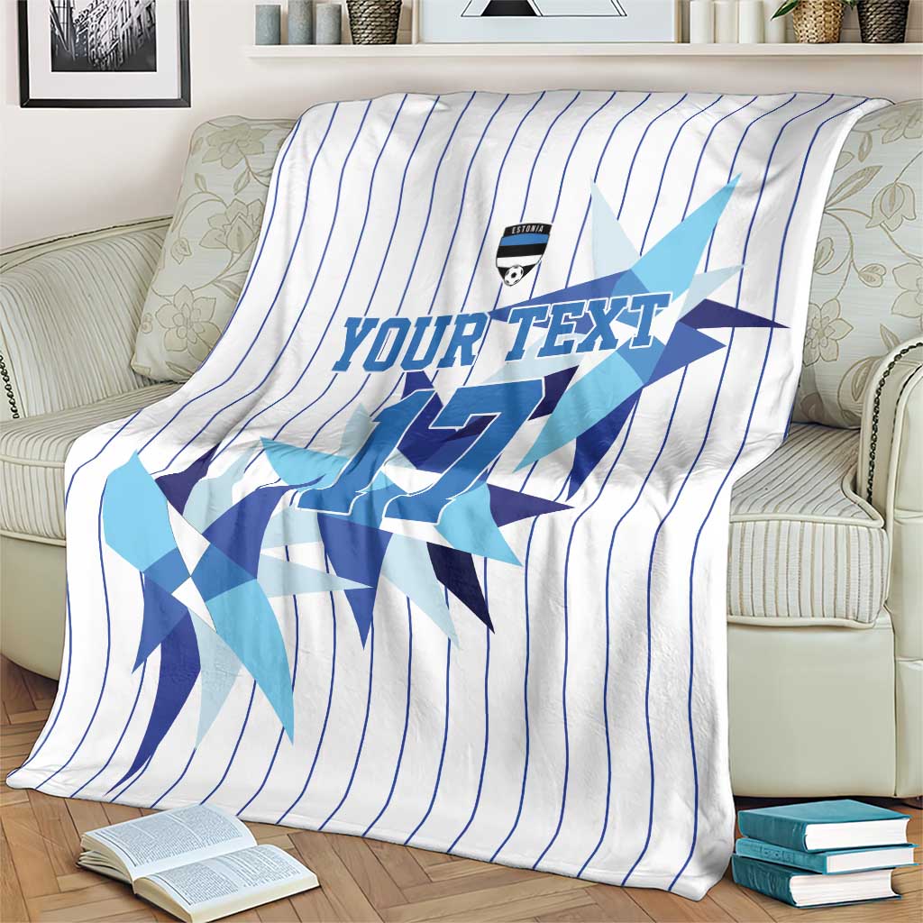 Custom Estonia Football Blanket Retro Jersey White Version