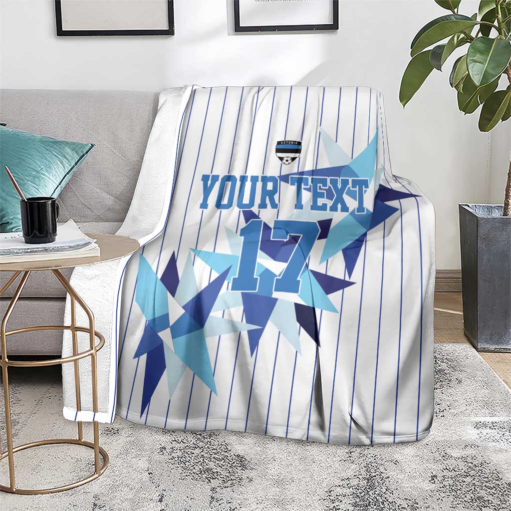 Custom Estonia Football Blanket Retro Jersey White Version