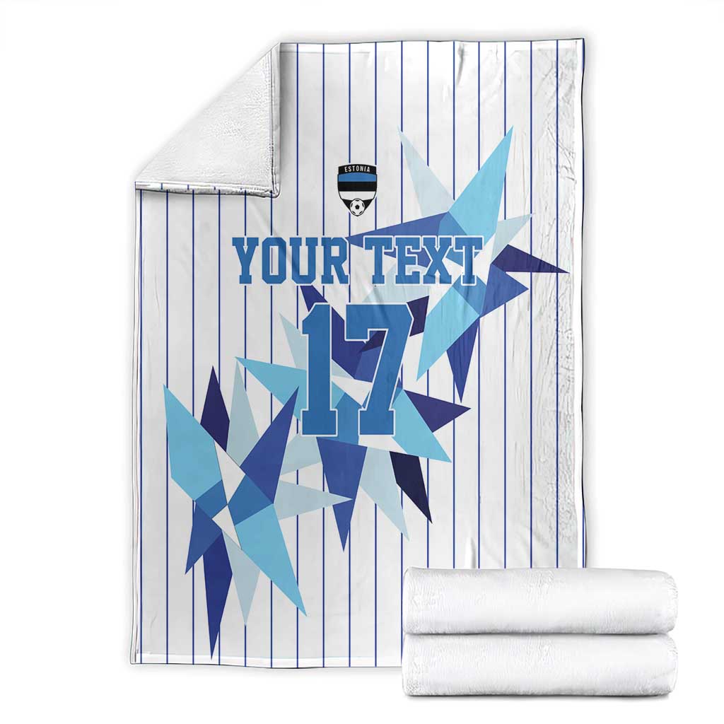 Custom Estonia Football Blanket Retro Jersey White Version