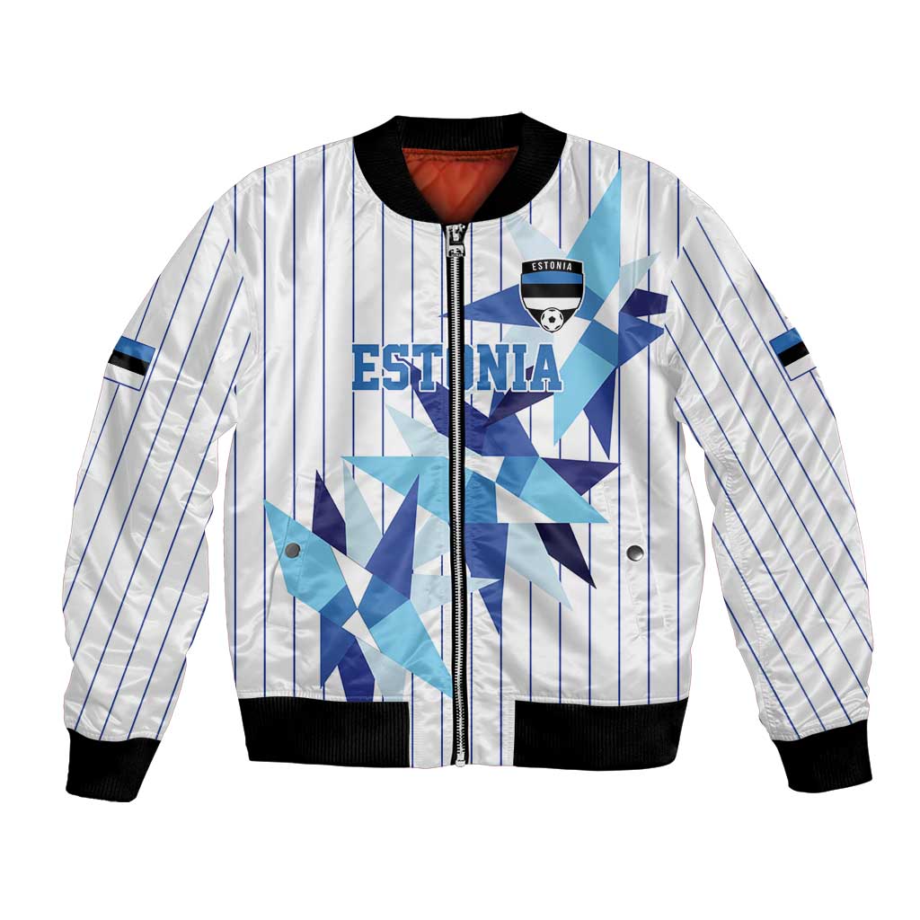 Custom Estonia Football Bomber Jacket Retro Jersey White Version