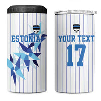 Custom Estonia Football 4 in 1 Can Cooler Tumbler Retro Jersey White Version