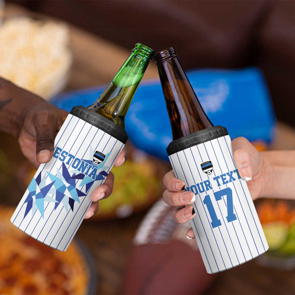 Custom Estonia Football 4 in 1 Can Cooler Tumbler Retro Jersey White Version
