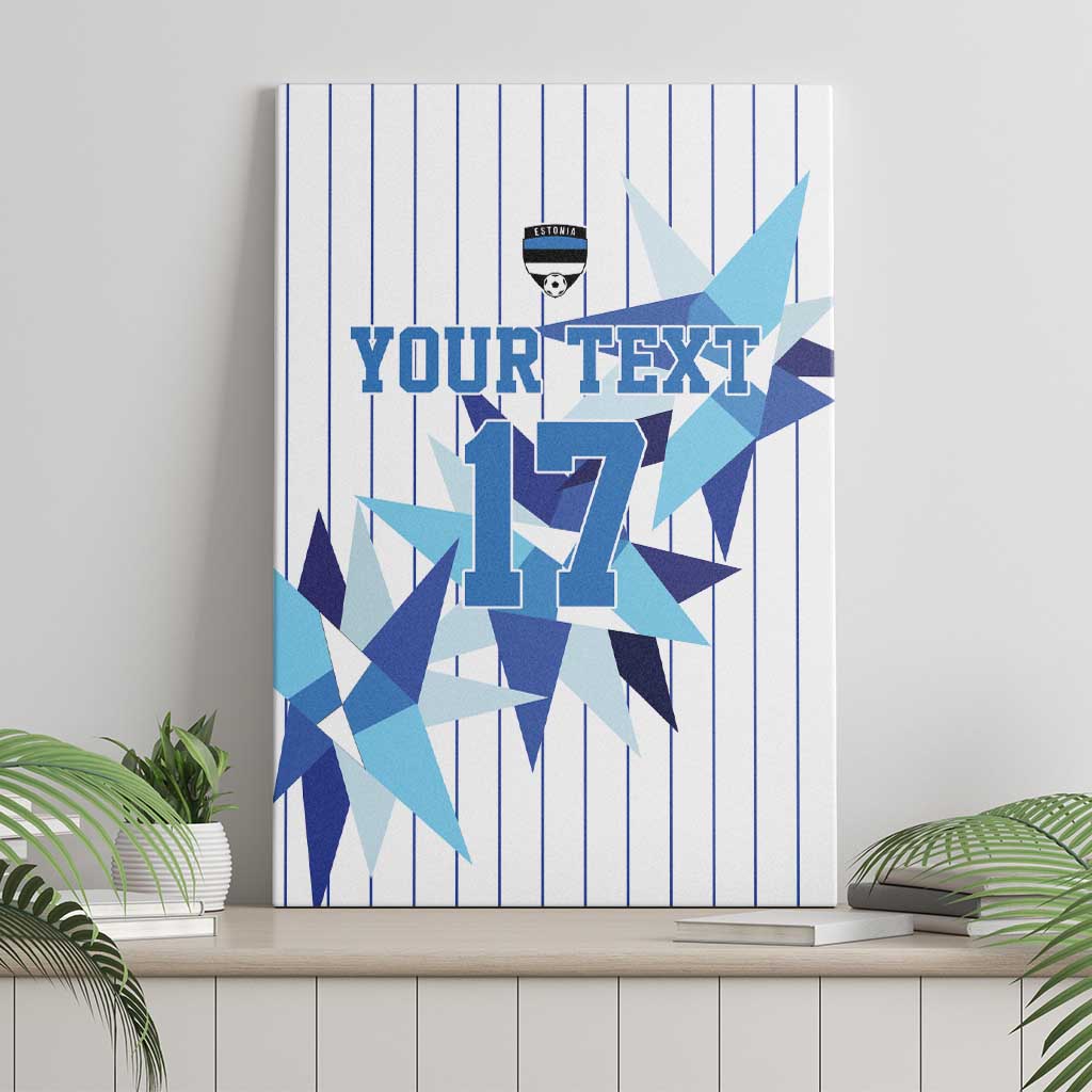 Custom Estonia Football Canvas Wall Art Retro Jersey White Version