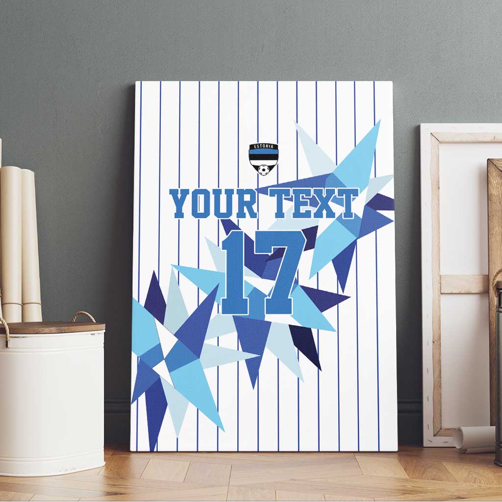 Custom Estonia Football Canvas Wall Art Retro Jersey White Version