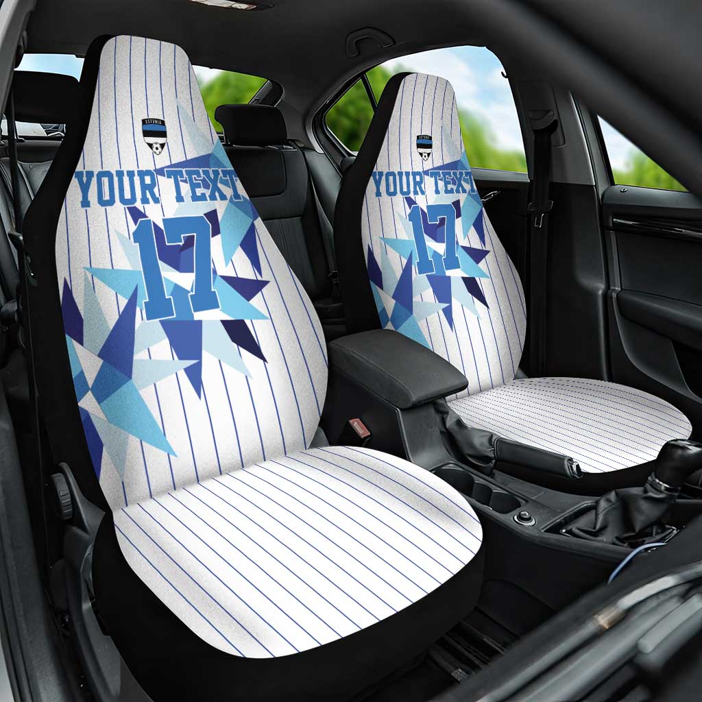 Custom Estonia Football Car Seat Cover Retro Jersey White Version