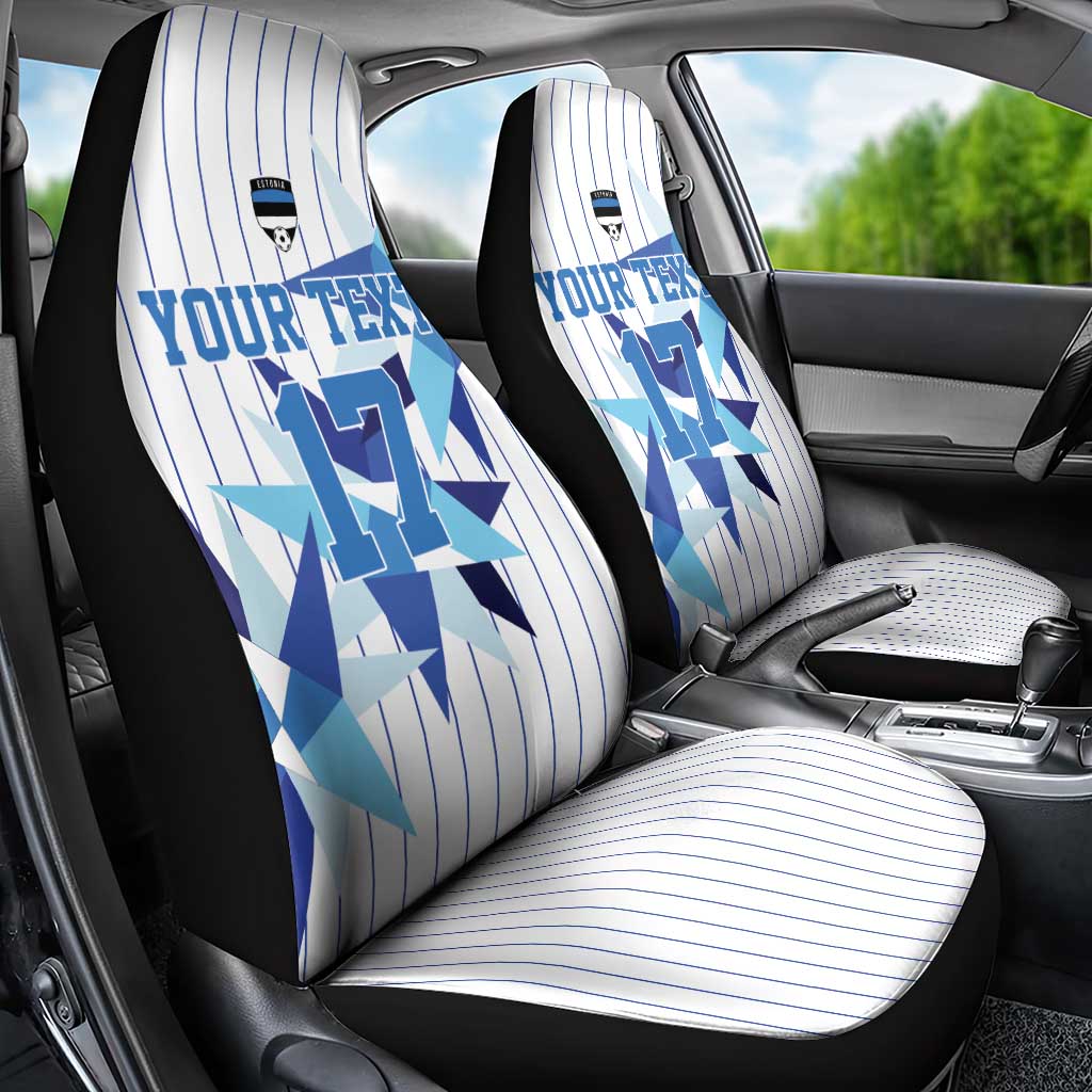 Custom Estonia Football Car Seat Cover Retro Jersey White Version