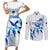 Custom Estonia Football Couples Matching Short Sleeve Bodycon Dress and Long Sleeve Button Shirt Retro Jersey White Version