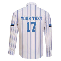 Custom Estonia Football Family Matching Long Sleeve Bodycon Dress and Hawaiian Shirt Retro Jersey White Version