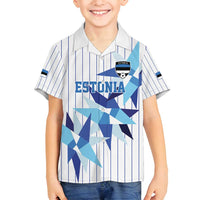 Custom Estonia Football Family Matching Long Sleeve Bodycon Dress and Hawaiian Shirt Retro Jersey White Version