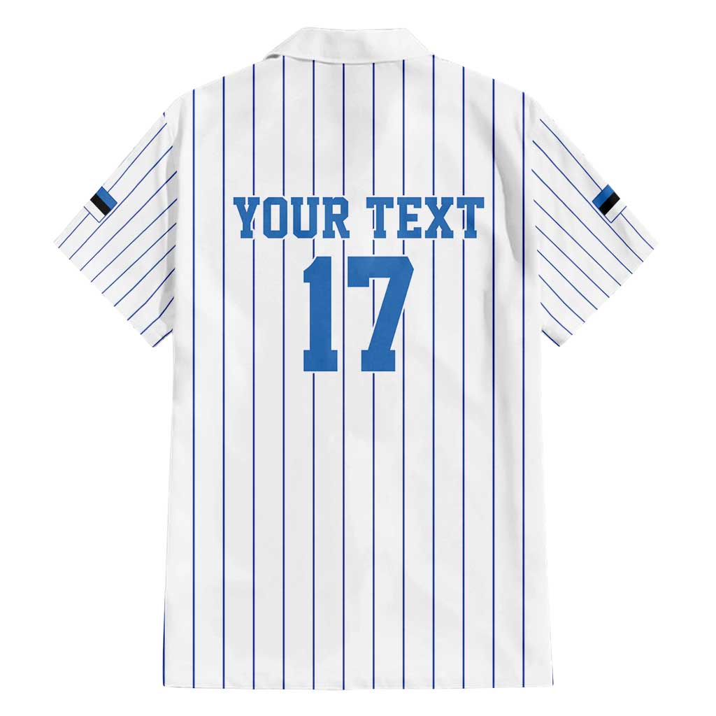 Custom Estonia Football Family Matching Off Shoulder Maxi Dress and Hawaiian Shirt Retro Jersey White Version