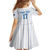 Custom Estonia Football Family Matching Off Shoulder Short Dress and Hawaiian Shirt Retro Jersey White Version