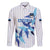Custom Estonia Football Family Matching Off Shoulder Short Dress and Hawaiian Shirt Retro Jersey White Version
