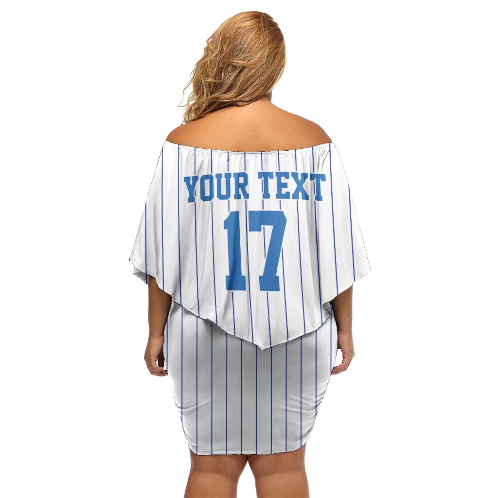 Custom Estonia Football Family Matching Off Shoulder Short Dress and Hawaiian Shirt Retro Jersey White Version