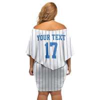 Custom Estonia Football Family Matching Off Shoulder Short Dress and Hawaiian Shirt Retro Jersey White Version