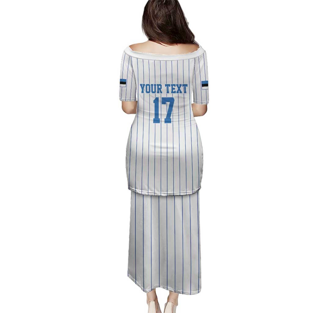 Custom Estonia Football Family Matching Puletasi and Hawaiian Shirt Retro Jersey White Version