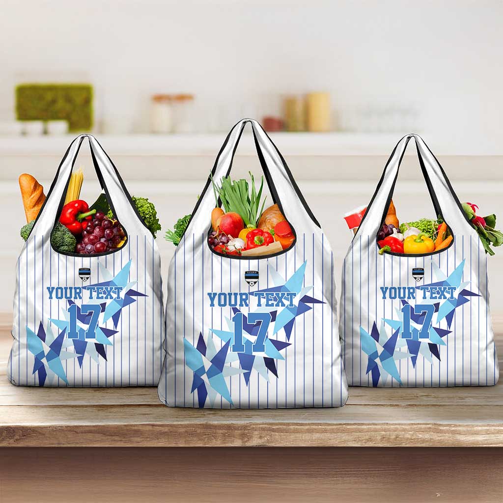 Custom Estonia Football Grocery Bag Retro Jersey White Version