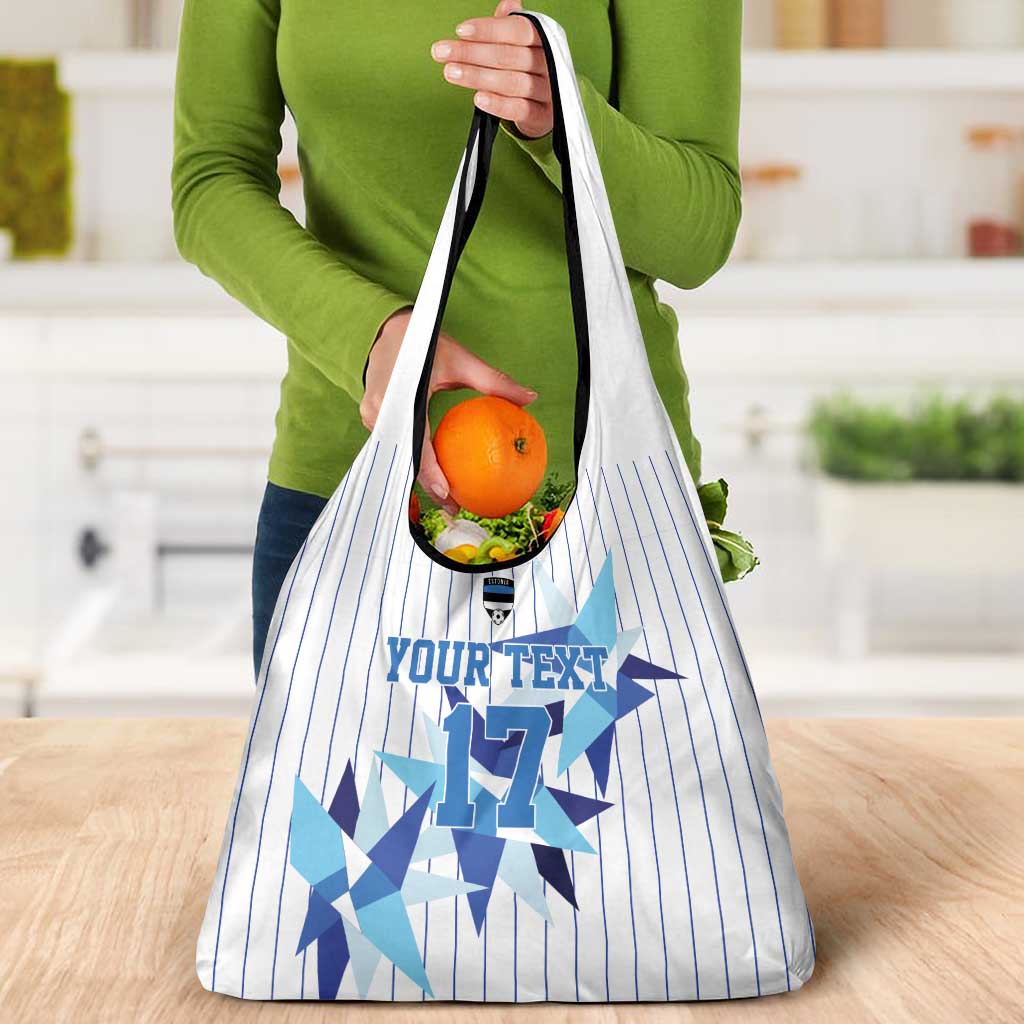 Custom Estonia Football Grocery Bag Retro Jersey White Version