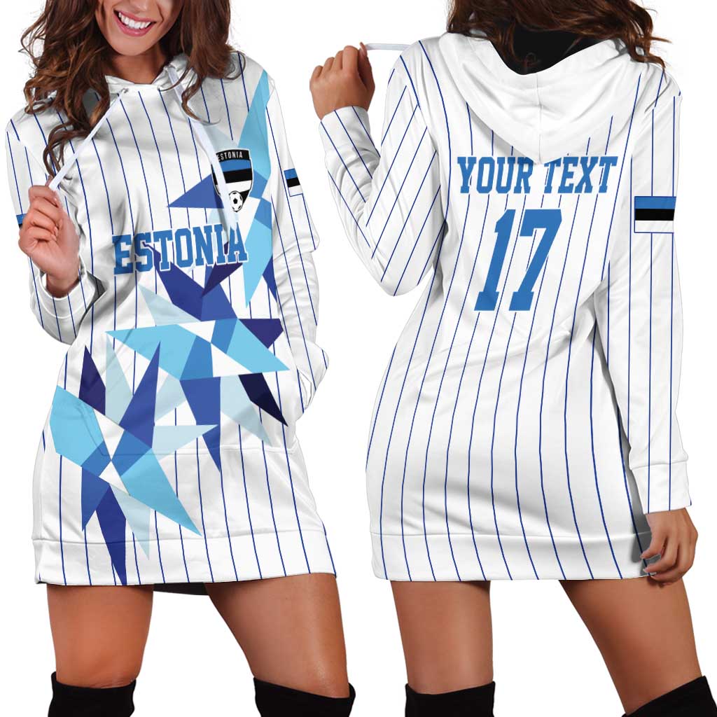 Custom Estonia Football Hoodie Dress Retro Jersey White Version