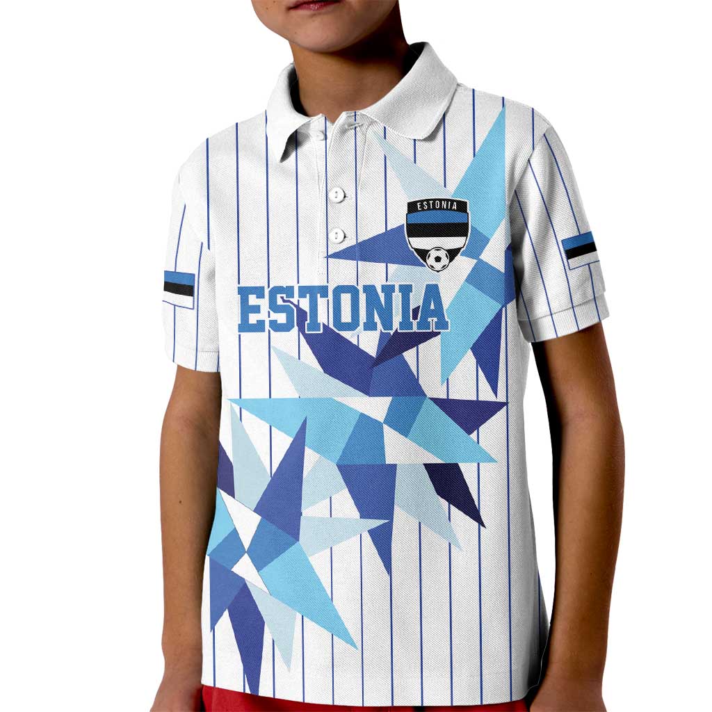 Custom Estonia Football Kid Polo Shirt Retro Jersey White Version