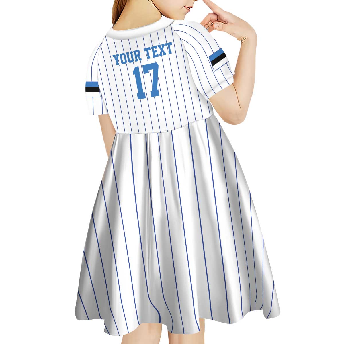 Custom Estonia Football Kid Short Sleeve Dress Retro Jersey White Version